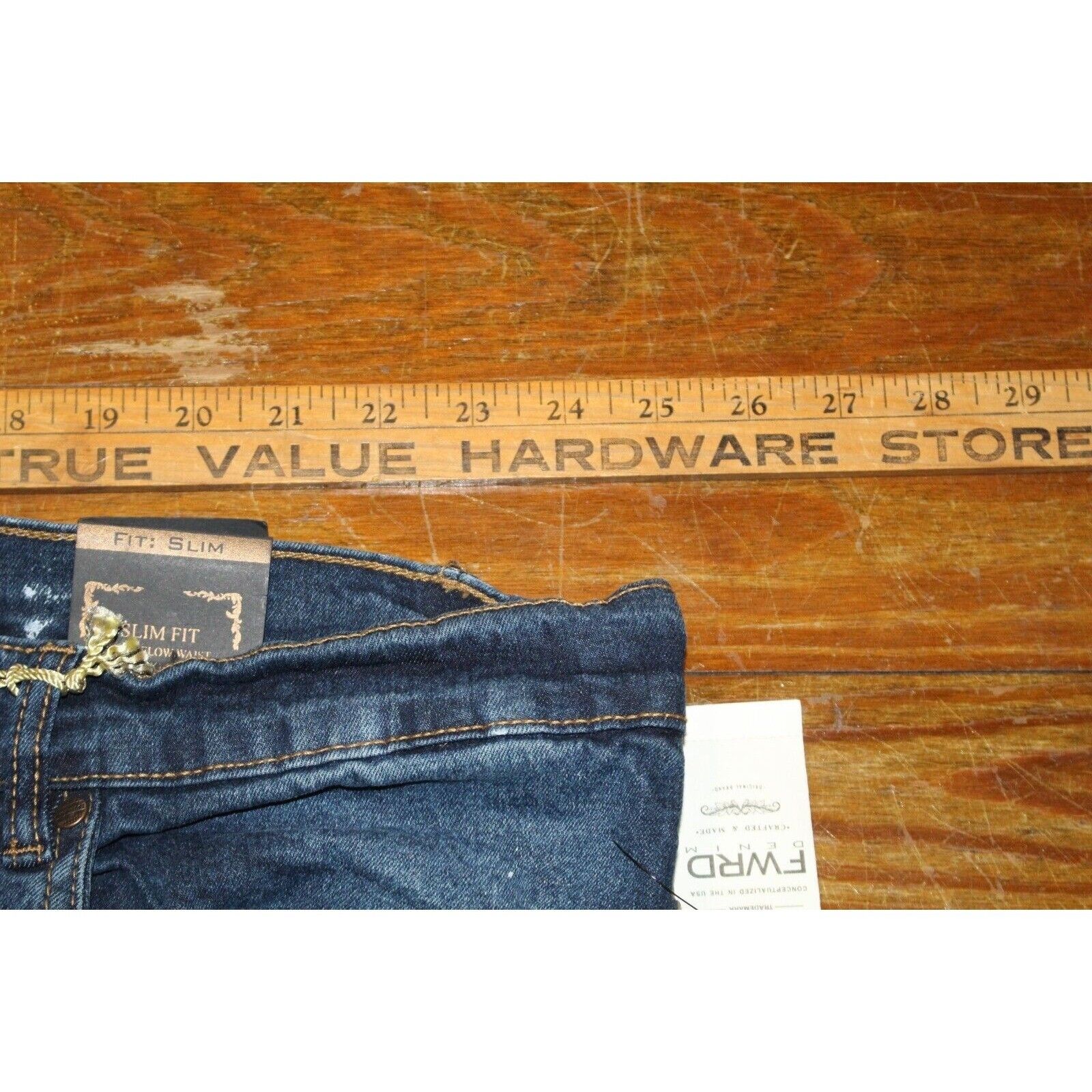 Fwrd Denim Paint Splatter Spatter Men’s Jeans Size 50x33 Nwt Slim Fit Dark Wash — image 7 of 8